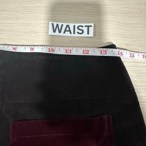 Roxy Y2K Vintage Mod Velour Chocolate Brown Patch Pocket Mini Skirt Size 7 - Picture 7 of 9